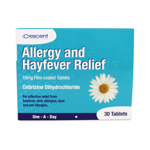 Hayfever & Allergy Relief Cetirizine Dihydrochloride 10mg 30 Tablets
