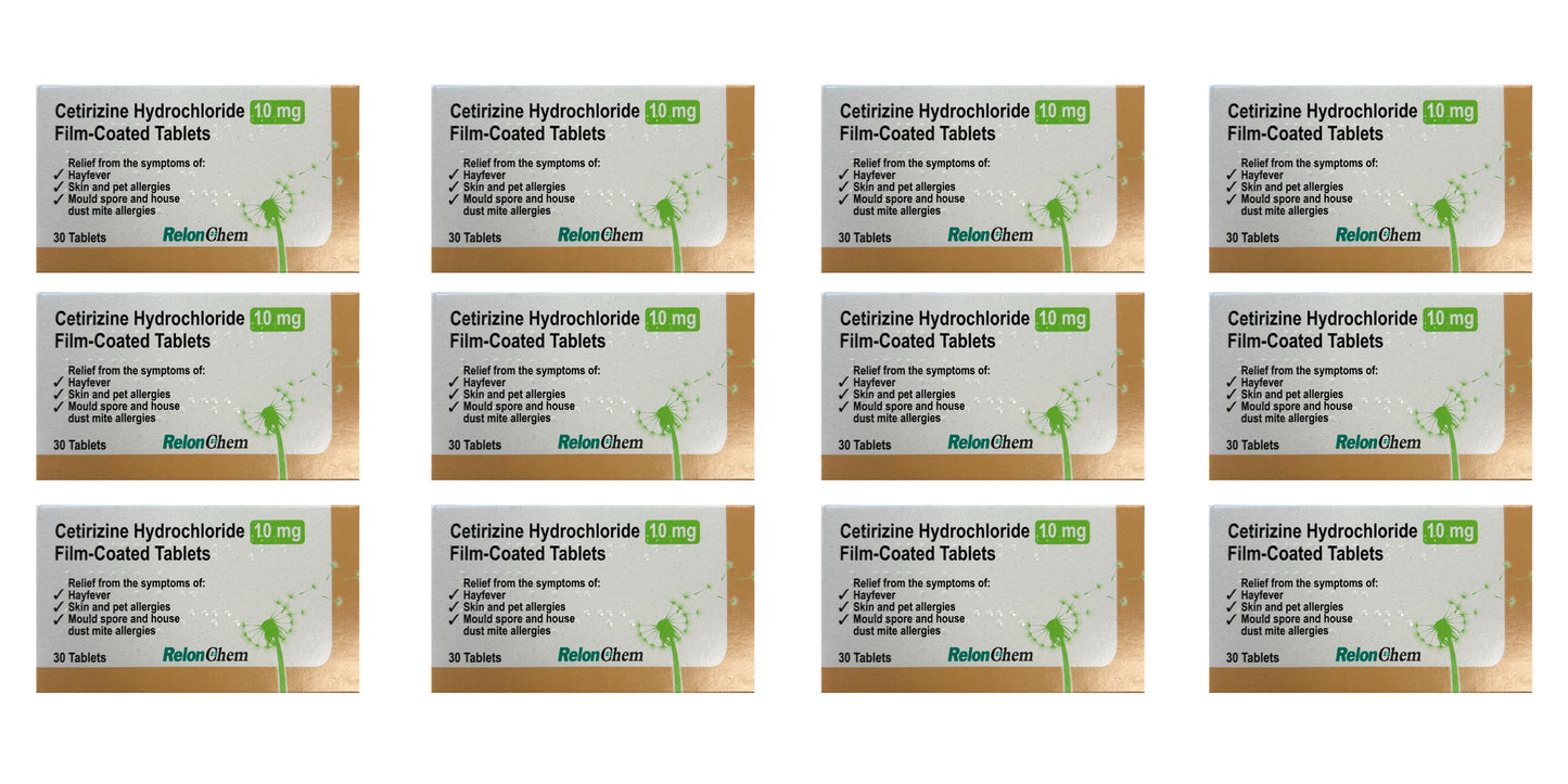 360 Tablets Cetirizine Hydrochloride Film Coated Hayfever & Allergy Relief Tablets (12 Months Supply)