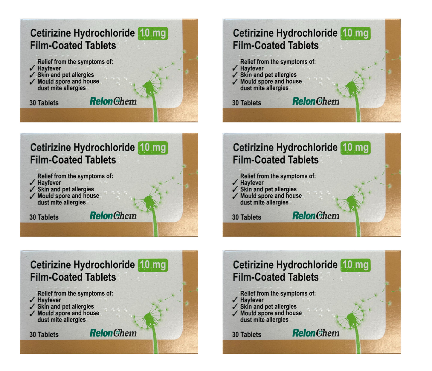 180 Tablets Cetirizine Hydrochloride Film Coated Hayfever & Allergy Relief Tablets (6 Months Supply)